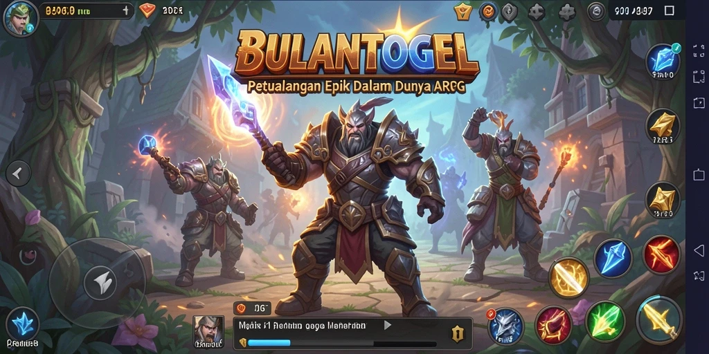 Screenshot gameplay <strong>BULANTOGEL</strong> menampilkan pertarungan epik di dunia fantasi.