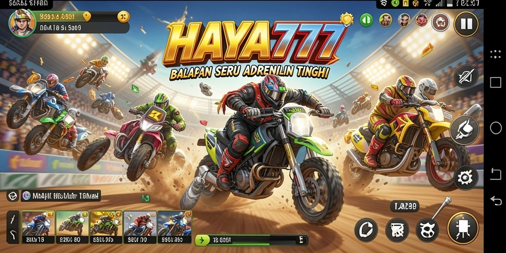 Screenshot utama HAYA777 menampilkan gameplay balapan yang mendebarkan.