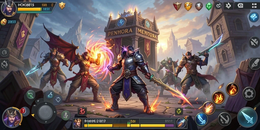 Tampilan menara dan karakter dalam gameplay Tower Defense HOKI8815.