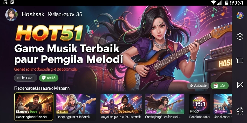 Tangkapan layar HOT51 menampilkan gameplay seru dengan berbagai lagu.