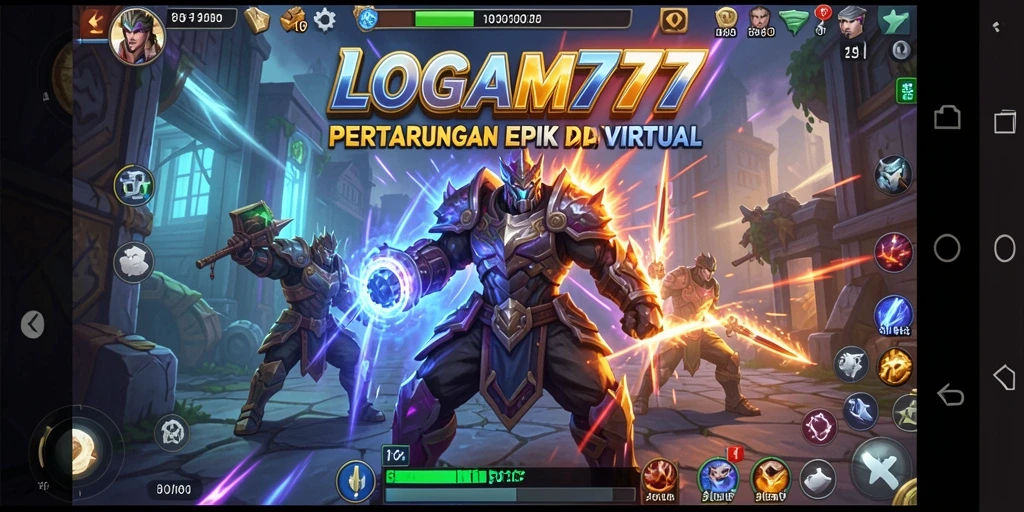 Screenshot aksi pertarungan intens dalam LOGAM777.