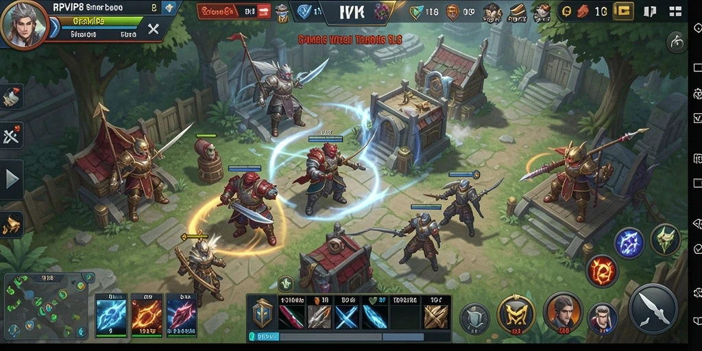 Screenshot gameplay RPVIP8 yang menunjukkan pertempuran strategi seru.