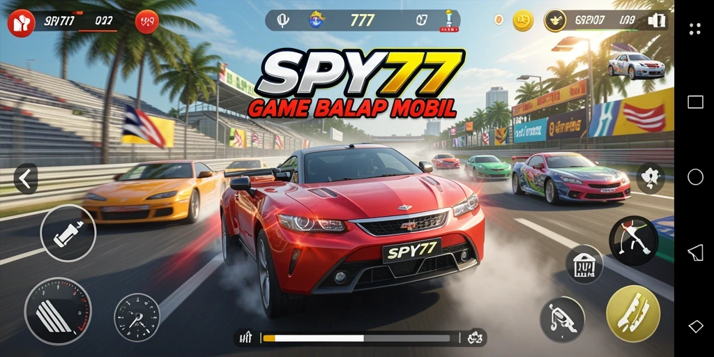Tampilan gameplay menegangkan di lintasan balap SPY77.