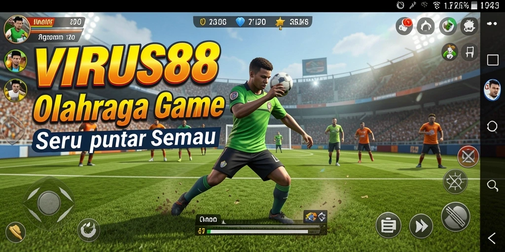 Screenshot menunjukkan pemain dalam pertandingan olahraga yang intens.
